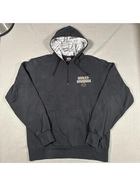 Harley Davidson quarter zip hoodie faded black graphic